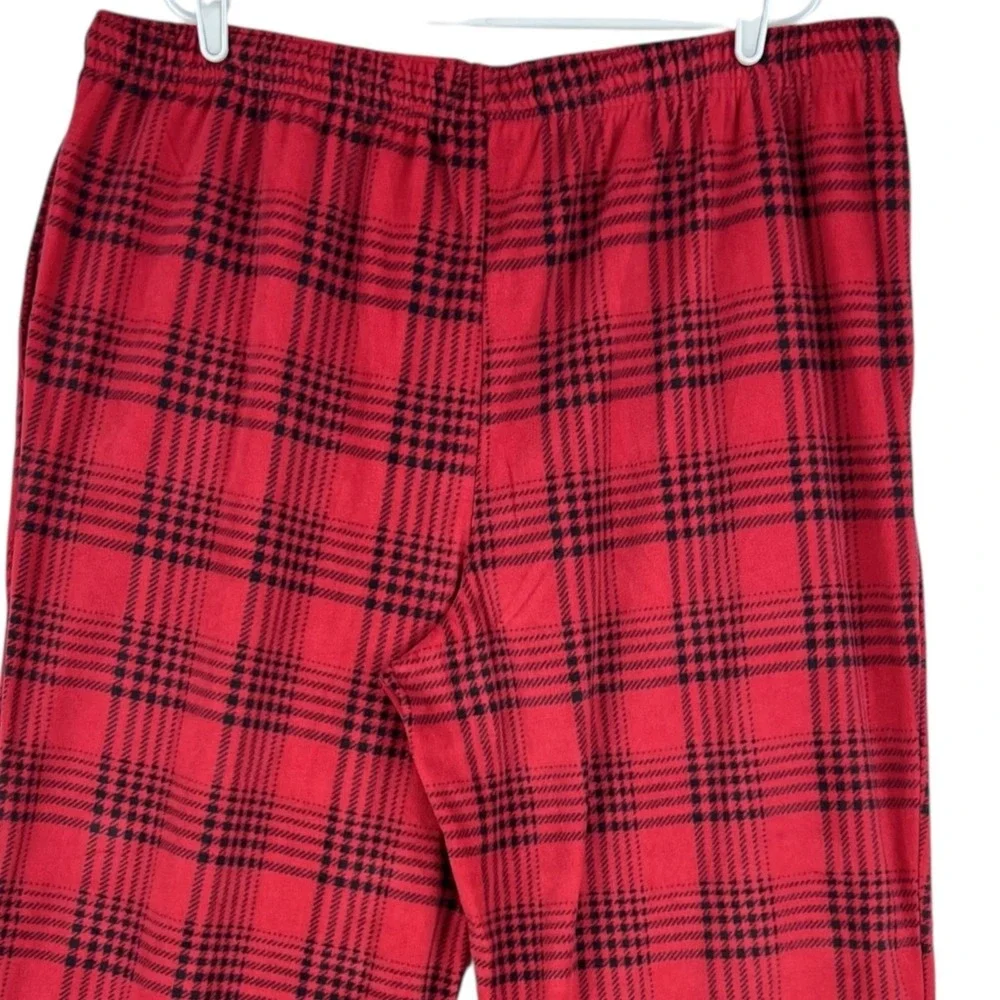St. Johns Bay Men's Red & Black Plaid Fleece Sleepwear Pants Size XXL NWT